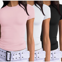 AUTOMET Womens 3 Piece Short Sleeve Shirts Basic Going Out Slim Fitted Crop Tops 2025 Summer Y2k Clothes, Size XS