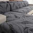 Sofa Cover Washable Sectional Couch Covers Sofa Slipcovers for 3 Cushion Couch Pet Friendly L Shaped Couch Protector Leaf Printed Covers for Dogs (Dark Grey), Back Cover - Large, 32"D x 19.7"W x 8"H