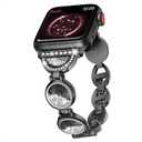 wipalor Compatible with Apple Watch Band 38mm 40mm 41mm, Ambilight for Women, Easy Adjustable Bracelet, Bling Dimond Sand in Circle, Jewelry Metal Strap for iWatch Series 7 6 5 4 3 2 1 SE(Black)