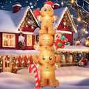 Bencailor 6.56ft Christmas Gingerbread Man Inflatable Outdoor Decorations Gingerbread Signs Blow up Gifts Candy Canes Santa's Hat Built-in LED Lights for Winter Yard Garden Lawn Decor Party Favor (Brown)