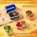 20 Pcs Reusable Snack Containers with Lids, 2-Compartment BPA-Free Portion Control for Bento Box & Meal Prep, On-the-Go for Kids Adults, Refrigerator Safe with 10 Animal Forks (4 Color Lids)