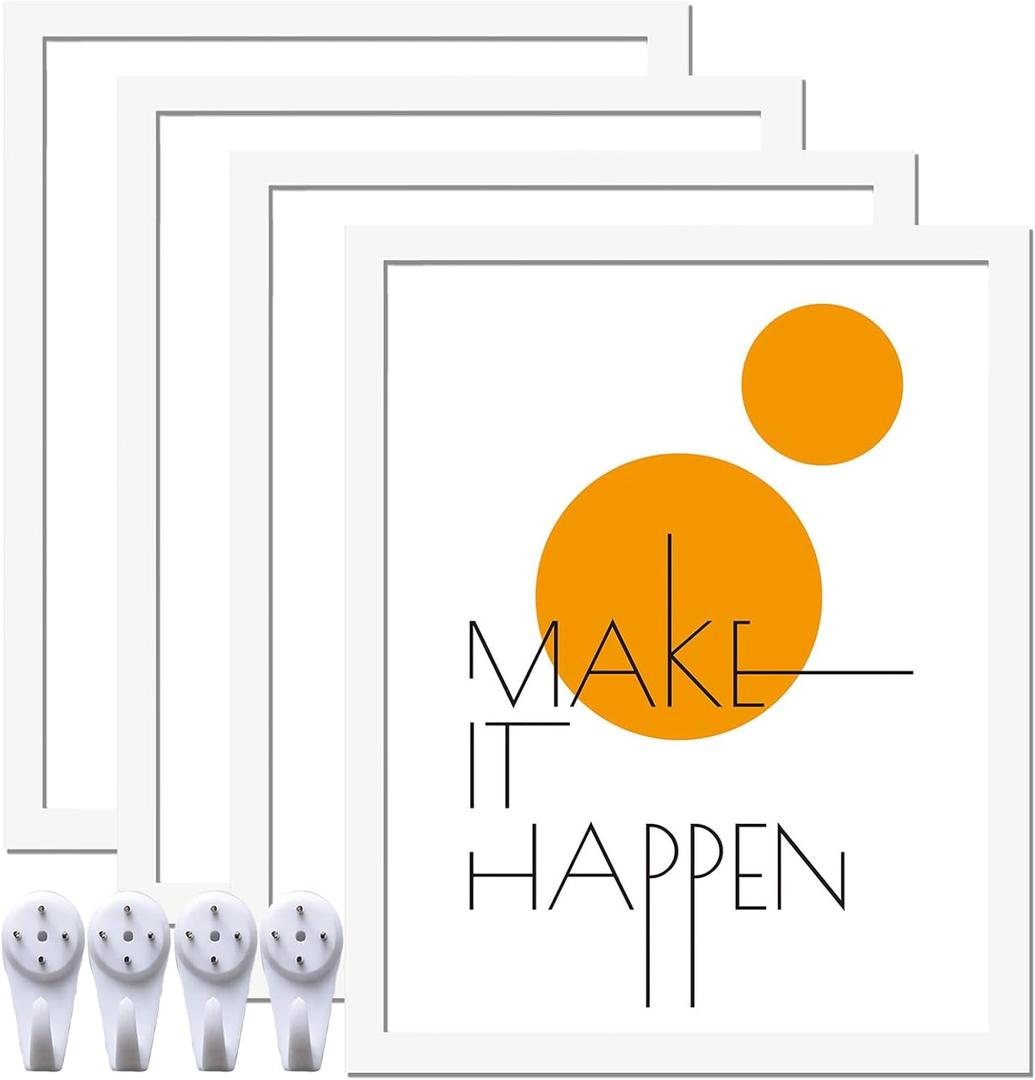16x20 Picture Frame Set of 4, White 16 x 20 Frame High Transparent Wall Gallery Poster Canvas Photo Frames for 16 by 20 inches