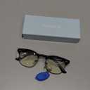 Blue Light Blocking Glasses Retro Semi Rimless UV400 Clear Lens Computer Eyewear For Men Women (A03-bright Black Frame)