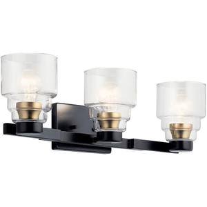Kichler Vionnet 24" 3 Light Vanity Light with Clear Glass in Black