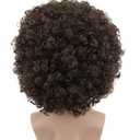 karlery Men Women Afro 70s 80s Short Curly Dark Brown Rocker Party Wig California Halloween Costume Cosplay Wig