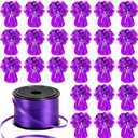 24 PCS Balloon Weights Metallic Anchor, Balloon Holder Heavy Weights with 1 Roll Purple Crimped Ribbon for Balloons Table Party Favor Birthday Decor(Purple)