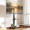 Steel Base Rolling TV Stand for 32-75 inch TVs up to 110 lbs, Leveling & Tilt & Swivel Mobile TV Stand with Hidden Wire Management, Height Adjustable Portable Tv Stand with Steel Shelf, Black (without Power Outlet)