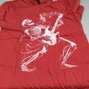 Skeleton Playing Electric Guitar Rock Halloween Boys Men Tee T-Shirt (M)