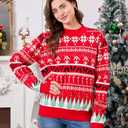 dressfan Unisex Funny Christmas Sweaters Xmas Family Matching Sweater Knit Pullover Crew Neck Long Sleeve for Women & Men (Small, Red-snowflake)