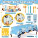 Oudain 191 Pcs Blue Dog Birthday Party Decorations Puppy Cartoon Party Supplies Set with Tablecloth Banner Plates Cups Napkins Cutlery Dog Themed Birthday Favors for 25 Guest