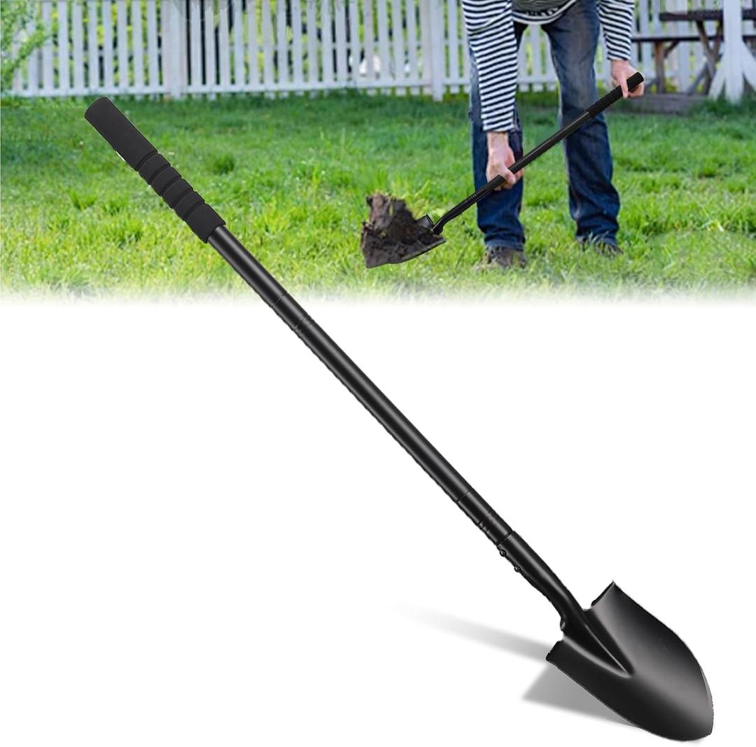 Small Shovel for Digging with Metal Handle, 43.7 Inch Heavy Duty Garden Shovel, Trench Shovels Ideal for Digging Gardening Trenching Planting Camping Transferring Scooping, Black
