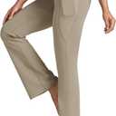 Willit Women's Yoga Pants 27"/29"/31"/33" Flare Leggings Bootcut High Waist Tummy Control Workout Pants with Pockets (Khaki, S)
