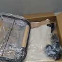 40 Gal (150L) Laundry Hamper with Lid, Leather Patchwork Laundry Basket with Rolling Lockable Wheels and Handle, Laundry Basket Organizer for Laundry Room, Bedroom and Bathroom,Laundry Room - White