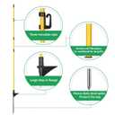 46 Inches Electric Fence Posts with Adjustable Clips, 20PCS Fiberglass Step in Posts with Metal Spikes, Fence Post for Patio, Garden, Lawn