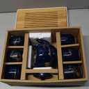 Dujust Japanese Tea Set, Black Porcelain Tea Set with 1 Teapot Set, 6 Tea Cups, 1 Tea Tray, 1 Stainless Infuser, Beautiful Asian Tea Sets for Adults, Tea Lover/Women/Men (Countryside in Golden)