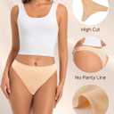 Jo & Bette Seamless Thongs for Women - High Waist Panties 6 Pack - Thong Underwear Pack Breathable No show Sports (L)