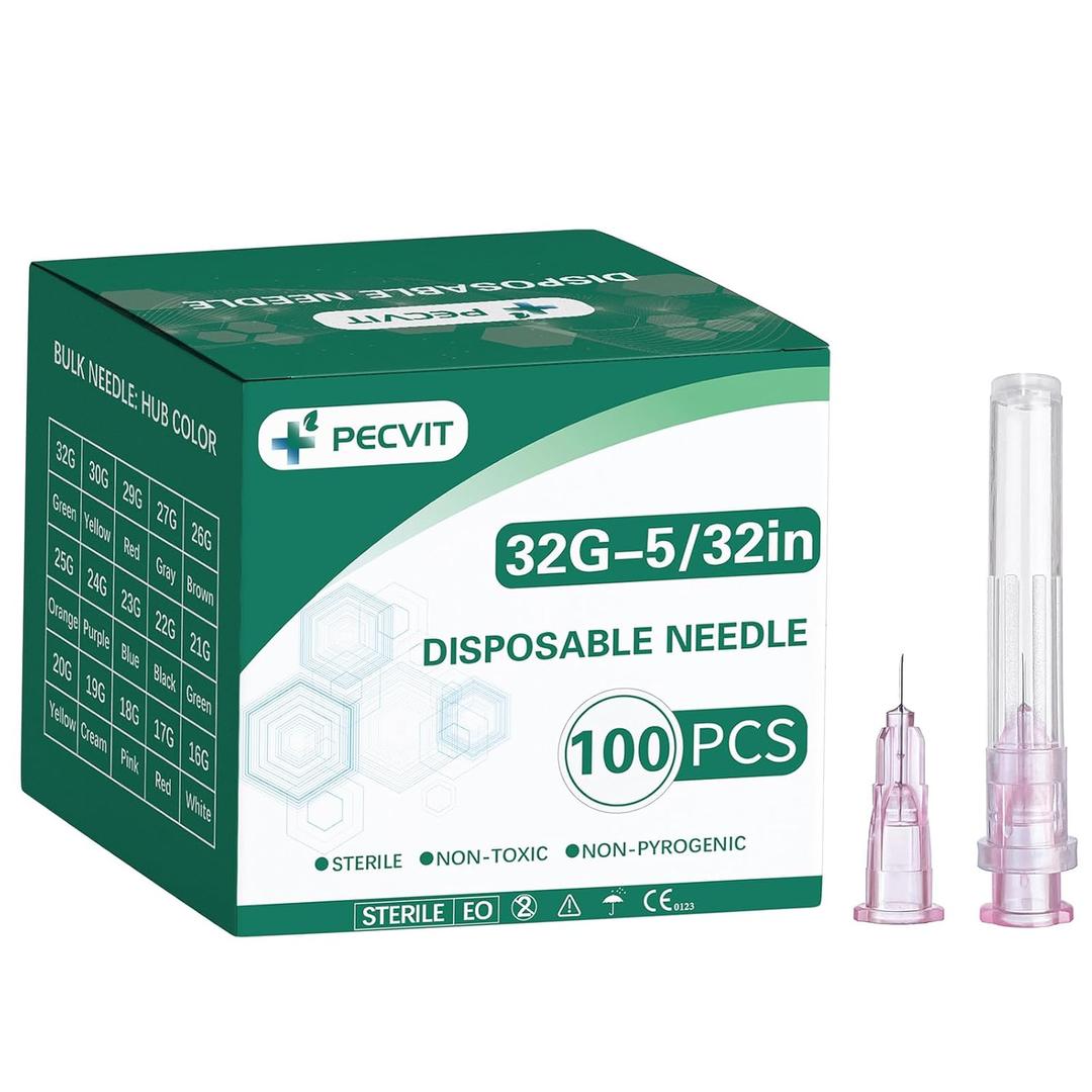 100Pack 32Ga 4mm(5/32inch) Needle Luer Lock Lab Dispensing Accessories for Measuring, Refilling Inks