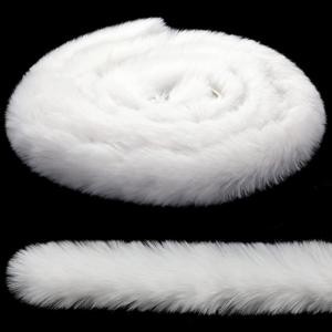 WILLBOND White Faux Fur Trim Ribbon Christmas Trimming Furry Ribbon Fur Garland Trim for Christmas Tree Garlands Party Decors Holiday Santa Costume DIY(1.97 Inch x 29.5 Feet)