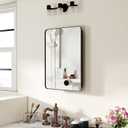 20x28 Inch Medicine Cabinet with Mirror for Bathroom, Black Aluminum Bathroom Medicine Cabinet, Recessed or Wall Mount Medicine Chest Over Sink, Modern Farmhouse Style, Fully Assembled