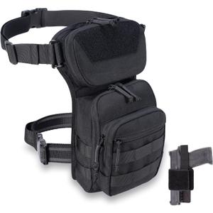 Tactical Drop Leg Bag Utility Pouch Molle Pack for Outdoor Motorcycle Cycling Hunting Hiking with CCW Gun Holster