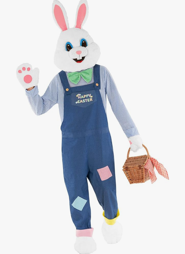 Morph Easter Bunny Costume Adult Rabbit Mascot Dungarees Suit for Easter Costumes Celebrations and Events