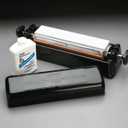 Norton IM313 Multi-Oilstone Sharpening System-Tri Stone Kinfe Sharpener, Stone oil, Plastic angle guide, and reservoir non-skid bottom. Used for Kitchen Knives, Scissors, most professional tools