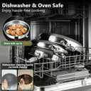 Non Stick Frying Pans, 12-inch with Lid, Hybrid Frying Pans Nonstick Stainless Steel Skillets, Dishwasher & Oven-Safe, Stay-Cool Handle, PFOA Free Cookware, Compatible with All Cooktops