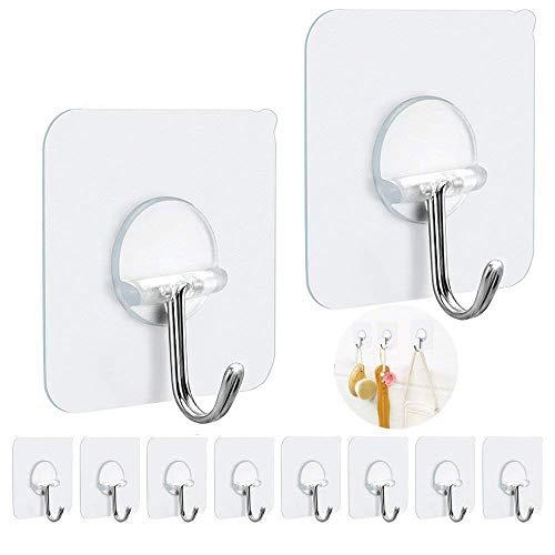 FOTYRIG Adhesive Hooks Heavy Duty Wall Sticky Hooks for Hanging Wall Hangers Without Nails 15lb(Max) 180 Degree Rotating Seamless Stick on Bathroom Kitchen Office Outdoors