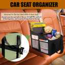 BLIRITEL Car Seat Organizer for Front & Back Seat, Passenger Seat Organizer, Small Car Seat Storage Caddy for kids & Adult with Divide, Handles and Multiple Mesh Pockets (Cyan)