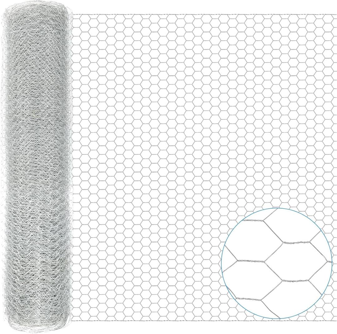 45 in X 100 ft Chicken Wire Fencing Metal Floral Chicken Wire Fence for Crafts 1 Inch Hexagonal Galvanized Poultry Wire Netting for Chicken Coop Barrier Rabbit Cage