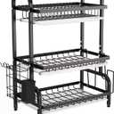 1Easylife Drying Rack, Metal 3-Tier Large Capacity Dish Rack with Utensil Holder, Cutting Board Holder, Drain Board Tray for Kitchen Counter Storage (Black)