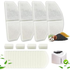 2 x YPD-C015W Smart Cat Fountain Filter Set: 4 Replacement Filters+4 Water Pump Filters+16 Replacement Sponges, Only for Item Model Number: HALKYDY YPD-C015W