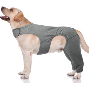 ROZKITCH Dog Surgery Recovery Sleeve Rear Right Left Leg, Pet Prevent Licking Wound Elbow Brace Protector, Dog Recovery Suit Cone Collar Alternative for Sprain ACL CCL Arthritis Joint Care Grey L (L(Back Length:16.9"Leg Length:10.2"))