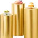 SaitiMade Set of 3 - Gold Cylinder Pedestal Stand Covers, Flexible Cylinder Stand Covers for Party, Wedding or Birthday Event Decor - Only Contains Cylinder Covers