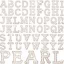 Canlierr 52 Pcs Self Adhesive Pearl Rhinestone Letter Patches Rhinestone A-z Glitter Pearl Sew on Patches Bling Letter Sticker Appliques Fabric Craft for DIY Clothes Bags Hats(Classic Style)