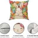 Eggs Bunny Flowers Carrots Rabbit Easter Pillow Covers Throw Pillow Cases Set of 4 Decorations for Farmhouse Home Sofa Couch Cushion Cover Party Holiday Decor 16x16 Inch