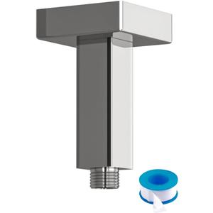 Lordear Polished Chrome Ceiling Mount Shower Arm and Flange, 3" Shower Head Extension Arm Design for Rainfall Showerhead, Square