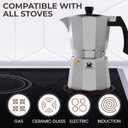 Cafe Du Chateau Moka Pot Espresso Maker - Makes 6 Espresso Cups - Stovetop Coffee Percolator with Clip Measuring Spoon - Ideal Cuban & Italian Coffee Maker