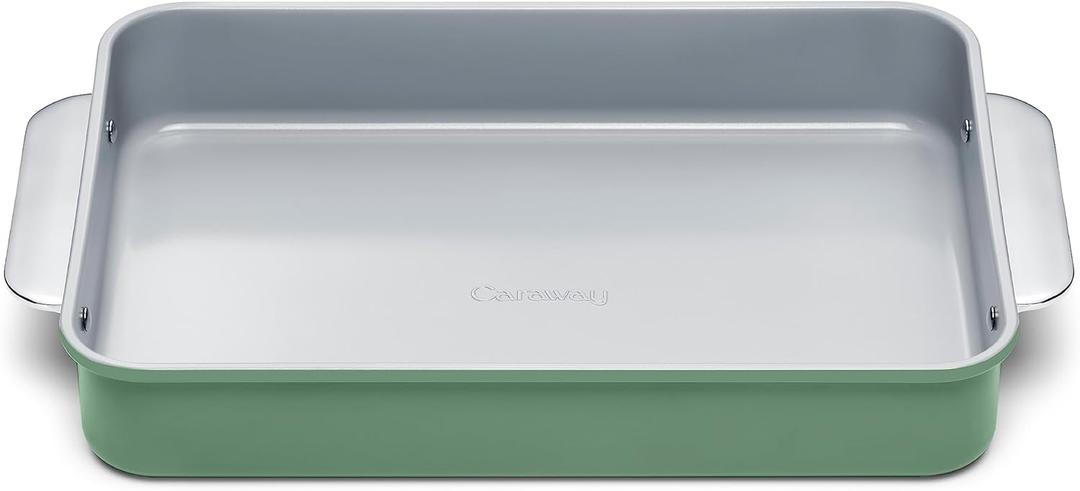 Caraway Non-Stick Ceramic 9x13 Rectangle Pan - Naturally Slick Ceramic Coating - Non-Toxic, PTFE & PFOA Free - Perfect for Brownies, Lasagnas, and More - Sage