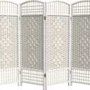 4 ft. Short Fiber Weave Folding Screen - White - 4 Panels