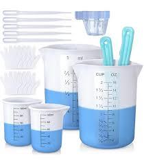Silicone Measuring Cups Set 600ml/20oz Accurate Scale & 125ml/4.4oz Thickened Reusable Silicone Cups for Resin Molds Silicone Stirring Stick DIY Resin Art Craft Supplies Resin Accessories