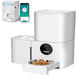 2-in-1 Upgrade Automatic Cat Feeder Water Dog Feeder Automatically Supports WiFi Connection Supports 2.4GHz and 5GHz Pet Can Be Mobile Timed Dosing Pet Food Dispenser with a Pet Water Dispenser