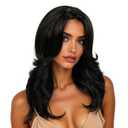 R REEWES FASHION Black Wig Long Layered Synthetic Hair Wigs for Women with Bang for Daily Party Use (W6237#2)