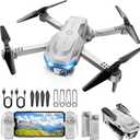 Drone with 1080P Camera - Foldable Remote Control Quadcopter with Gesture Control, 3D Flip, One Key Start, Emergency Stop, 2 Batteries, Easier to use, Toy for Adults Beginners, Grey