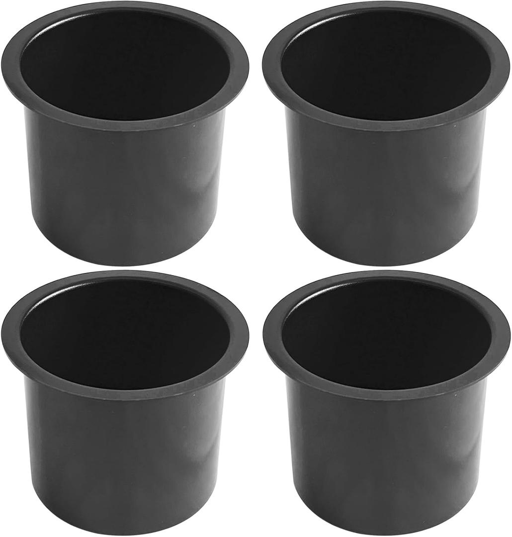 SEETOOOGAMES Jumbo Aluminum Drop-in Poker Table Cup Holder Insert (4pcs Black)