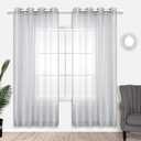 KOUFALL Silver Sheer Curtains, Luxury Curtain for Living Room Bedroom, Light Grey Grommet Backdrop Curtains for Party, 52 x 84 Inch Length, 2 Panels Set, Gray