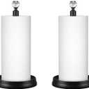 KASUNTO Paper Towel Holder, Steel Paper Towel Holder Countertop with Crystal Head for Kitchen Countertops, Bars & Dining Tables (Matte Black,2 Pack)