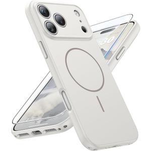 FNTCASE for iPhone 17 Pro Max Case: [Compatible with Magsafe] Solid White Matte 17 Promax Magnetic Phone Cover with [Full Camera Protection] [Screen Protector] Military Grade Shockproof Protective