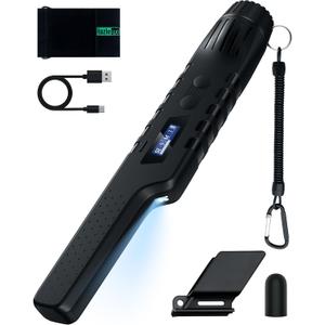 Rechargeable Metal Detector Pinpointer for Adults & Kids, Fully Waterproof Hand-held Metal Detectors Wand with One-Key Interference Elimination, Superhet-Tec Pin Pointer Metal Detector Accessories (Black)