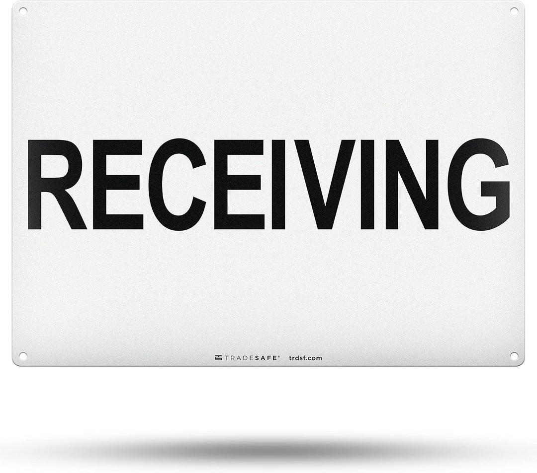 TRADESAFE Receiving Sign - Business Sign, Office Sign, Quick Install Aluminum Safety Sign, Light Reflective, UV-Resistant, Waterproof, 14 X 10 Signs for Business